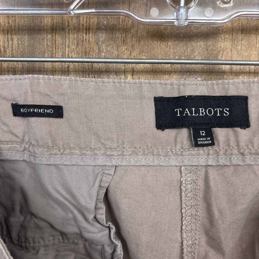 Talbots Womens Pants Brown Mid Rise Convertible Boyfriend 100% Cotton 12 - Picture 4 of 13